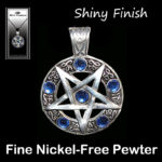 Upsidedown Jewelled Pentagram Pewter Pendant - Image 2